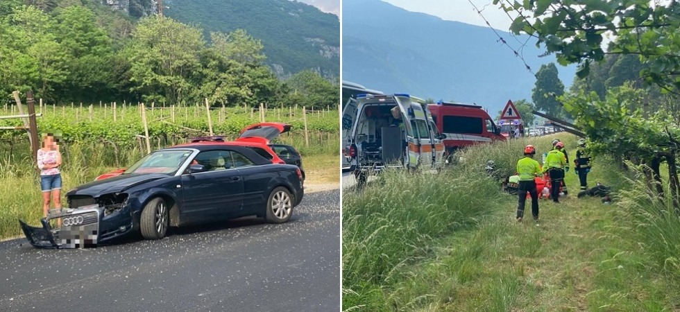 Foto Flavio Rudari Terribile frontale moto-auto sulla Ss240: dopo lo schianto il centauro esce di strada insieme al suo mezzo